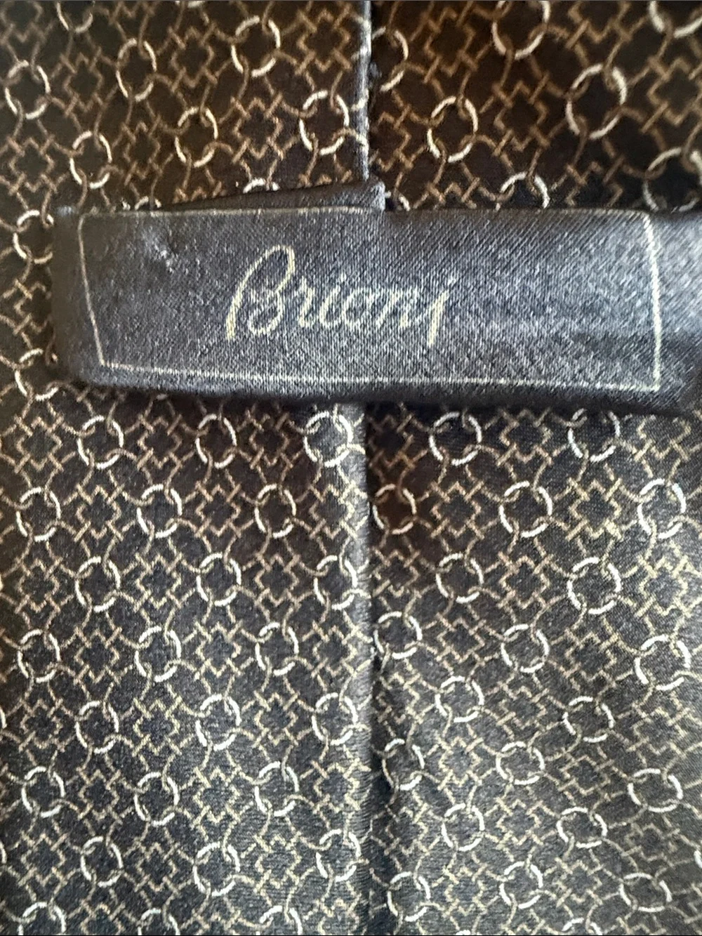 Brioni Navy Blue Geometric Silk Tie